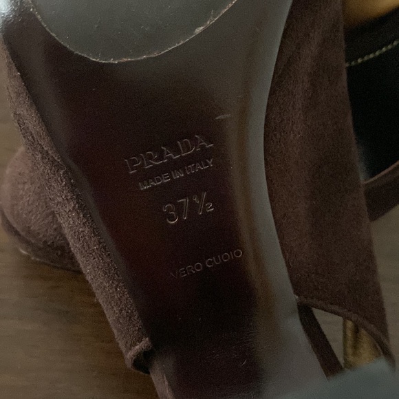 Prada Chocolate Brown Suede Slingback Platform Pumps - Picture 10 of 13